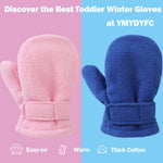 Baby Toddler Mittens Boys Girls Winter Outdoor Gloves Kids Easy-On Fleece Warm Mitterns Black Gray Navy 3 Pairs M（1-2 years）