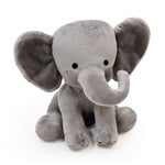 Plush elephant toy on a white background