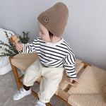 famuka Baby Soft Jeans Unisex Boy Girl Casual Pants Little Kids Long Trousers (Beige, 6-12 Months)