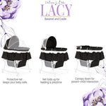 Dream On Me Lacy Portable 2-in-1 Bassinet & Cradle in Black, Lightweight Baby Bassinet with Storage Basket, Adjustable and Removable Canopy