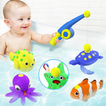 Color Changing No Hole Magnetic Fishing Bath Toys for Kids Toddlers Baby, Color Change Water Table Toys Sea Creatures with Fishing Rod (10 Packs)