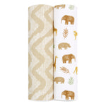 aden + anais Essentials Swaddle Blanket, Muslin Blankets for Girls & Boys, Baby Receiving Swaddles, Newborn Gifts, Infant Shower Items, 2 Pack, Tanzania
