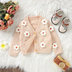 Toddler Baby Girl Sweater Floral Cardigan Knit Long Sleeve Coat Cute Fall Winter Outfits Clothes Infant Newborn (Apricot, 6-9 Months)