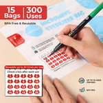 Gemdom 15 Pack Microwave Steam Sterilizer Bags Plus, Large Size for Baby Bottles Soothers, Teethers, Breast Pump Parts, Training Cups and Accessories, 20 Uses Per Bag, Baby Travel Essential