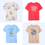 Garanimals Baby & Toddler Boy Beach Tees - Short Sleeve Tees - Kid's Casual Crew Neck - Size 3-6 Months - Beige, Blue, Bright Red, Beige - 4 Pack