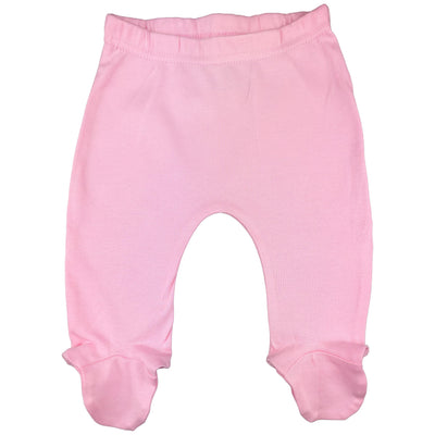 123 Bear 100% Cotton Baby Pants with Footies 100% Cotton Unisex Boys Girls (0-3 Months, 4-Pack Pink)