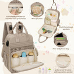 CandyHome Diaper Bag Backpack, Stylish Travel Baby Diaper Bags with Changing Pad, Insulated Pockets, Waterproof Baby Bag Converts into Tote Bag, Diaper Backpack, Stroller Bag (Khaki)