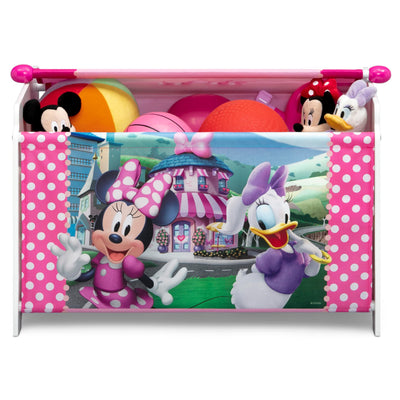 Delta Children Minnie Mouse Toy Box with Retractable Fabric Top, Pink