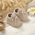 DovFanny Baby Booties Newborn Baby First Shoes Cozy Warm Knit Soft Booties for Toddler Infant Boy Girl (Camel, Infant, 0 Months, Age Range, US Footwear Size System, 3 Months, Medium)