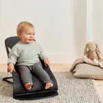 BabyBjörn Bouncer Balance Soft, Cotton/Jersey, Dark Gray/Gray 2-in-1 Adjustable Baby Bouncer Seat and Toddler Chair, Newborn to Toddler (8-29 lbs), 4 Positions, Lightweight & Portable