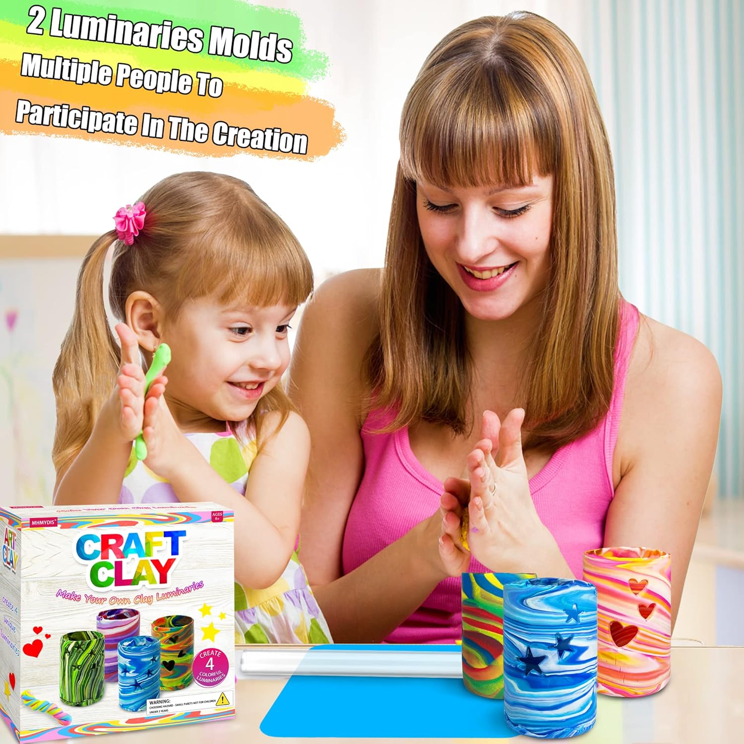 MHMYDIS Make Your Own Clay Luminaries - Arts and Crafts kit for Boys Girls and Teens Age 6 7 8 9 10 11 12 Year Old and up - Creative Clay Lantern Toys for 8-12 Year Olds