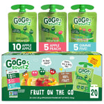 GoGo squeeZ Applesauce and Fruit Puree Variety Pack, Apple, Banana & Strawberry, 3.2 oz (Pack of 20), Unsweetened Fruit Snacks for Kids, Gluten Free, Nut Free and Dairy Free, BPA Free Pouches