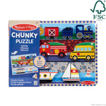 Melissa & Doug Vehicles Wooden Chunky Puzzle (9 pcs), Educational Screen Free Activity for Toddler, Preschoolers And Kids Ages 2+- FSC Certified