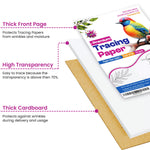 Tracing Paper 9x12 Inch - 50 Sheets 41lb/63gsm Transparent Trace Paper for Sketching, Preliminary Drawing, Drafting & Art Projects - Premium Translucent Tracing Paper for Pencil, Marker and Ink