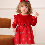 Kucnuzki Baby Girl Clothes 6 9 12 Months Girl Winter Clothes Cute Birthday Tutu Dress Long Sleeve Knee Length Dark Red Fairy Holiday Party Dress Baby Outfit