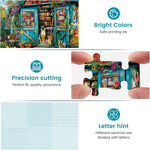 500 Piece Puzzle for Adults Jigsaw Puzzles Cat Puzzles, Book House Puzzles for Elderly Kids Teens, Artistic Decorations, Educational Toys Challenging Activity Gift Family Puzzle Lovers for Friends