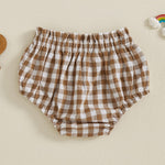 Toddler Baby Boy Girl Shorts Cotton Linen Plaid Bloomers Shorts Newborn Harem Shorts Bottoms (Khaki, 3-6 Months)