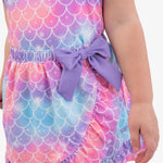 RuffleButts Girls Swim Bow Skirt Cover-Up - Shimmer Mermaid Tale, 2T/3T
