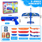 LJZJ 3 Pack Airplane Launcher Toys, 2 Flight Modes LED Foam Glider Catapult Plane, Outdoor Flying Toy for Kids, Birthday Gifts for Boy Girl 3+ Year Old, B-Day Party Supplies