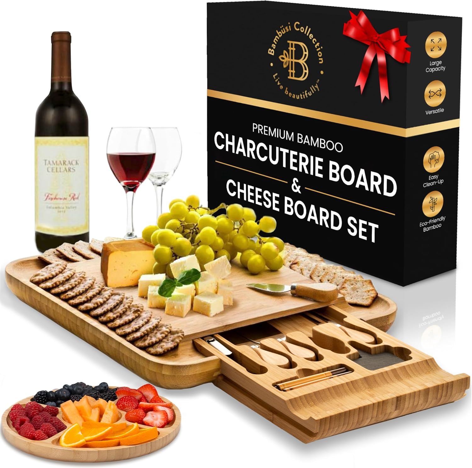 Charcuterie Board - Bamboo Cheese Board and Charcuterie Gift Set - Wedding Gifts for Couples 2024, Housewarming Gifts New Home, Birthday for Women Who Have Everything, Kitchen Gadgets