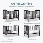 Dream On Me Carson Classic 3-in-1 Convertible Full-Size Baby Crib in Black, GreenGuard Gold & BSA, 4 Mattress Heights, Converts to Day & Toddler Bed, Locking Wheels, Classic Nursery Design