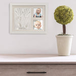 Co Little Baby Handprint & Footprint Kit (Date & Name Stamp) Clay Hand Print Picture Frame for Newborn - Best New Mom Gift - Foot Impression Photo Keepsake for Girl & Boy - White Feet Imprint Mold
