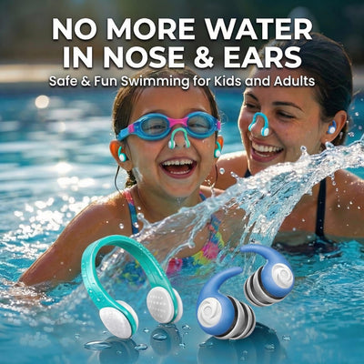 Swimming Nose Clips Ear Plugs for Kids Adults, 9 Pack Waterproof Silicone