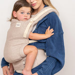 Baby Tula Linen Panel Free-to-Grow Baby Carrier - Adjustable, Comfortable, Newborn to Toddler Carrier - Ergonomic Fit for 7lbs to 45lbs - Plant-Based Fabric - Back & Front Carry Options - Sand (Tan)