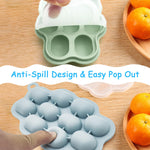 Baby Food Freezer Tray with Lid 2 Pack, Silicone Nibble Tray, Fruit Feeder Teether, Breastmilk Popsicle Mold, Food Storage Container, Ice Cube Maker for Homemade Baby Meals