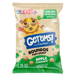 Getems Roundos Puff Snack packaging with a lion character on a beige and green background