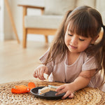 PlanToys® Wooden Pretend Play Seafood Platter Food Toy for Kids | Includes Fish, Prawn, Oyster, Knives & More | Montessori Role Play Kitchen Toy for Imaginative Learning