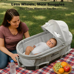 SUNVENO Portable Hand Held Bassinet for Baby with Canopy, Foldable Hand-Held Travel Cradle, 6 Carry Handles, Breathable Mesh, Water-Resistant Bottom, Indoor & Outdoor Baby Travel Bed