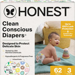 The Honest Company Clean Conscious Diapers for Delicate Skin | Up to 100% Leakproof | Hypoallergenic, Fragrance Free | Gender Neutral | Club Box, Size 1 (8-14 lbs), 78 Count (Prints May Vary)