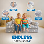 WONDERME 2-Seater Modular Kids Play Couch – 10pc Glow in the Dark Creative Kids Couch for Playroom, Living Room, and Bedroom Fortplay – Convertible Foam and Floor Cushion for Ages 1 to 10