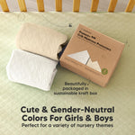 2-Pack Waterproof Crib Mattress Protector Cover Fitted - Quiet Baby Crib Mattress Pad Sheets, 52" x 28" Soft Quilted Cotton Baby Sheet, Machine Washable, Easy Fit, Durable (Khaki/Mavy)