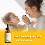 Nature's Nutra Sunshine Vitamin D3 400IU, 2 Fl. Oz (60ml), Premium Baby and Infant Liquid Drops, Toddlers Kids Children Multivitamin Supplement, Non-GMO, Plant Extract