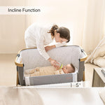 Maydolly Baby Bassinet & Bedside Sleeper, 3 in 1 Rocking Bassinet with Mattress & Sheet, Adjustable Height, Removable Breathable Cover, Easy Folding Infant Crib (Grey)