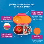 b.box Snack Box - Leakproof Mini Bento Box for Kids & Toddlers, 2 Compartment Snack Containers for Kids, Lunch Containers, Dishwasher Safe, BPA Free, PFAS Free, Ages 4m+, 1 3/4 Cup - Strawberry Shake