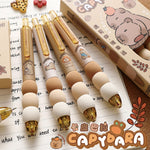 MOZXIRZ 4 Pcs Cute Retractable Capybara Gel Pens Soft Grip 0.5mm Black Ink Aesthetic Kawaii Office School Pens Supplies for Girls Boys Women Men