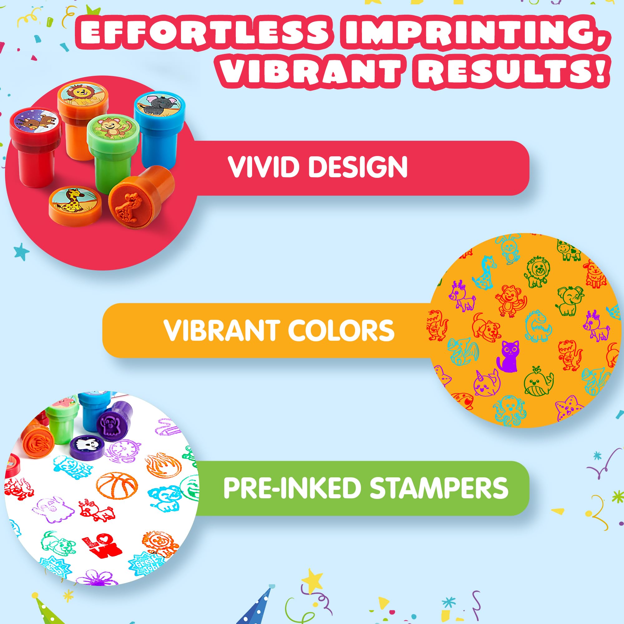 JOYIN 50 Pcs Assorted Stamps for Kids - - Art & Drawing Toys - JOYIN ...