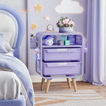 SYKIARIOL Kids Nightstand,Girls Bedside Table,Night Side Table,Kids Night Stand,End Tables Bedroom,Purple Cute Nightstand with Storage Drawer for Girls
