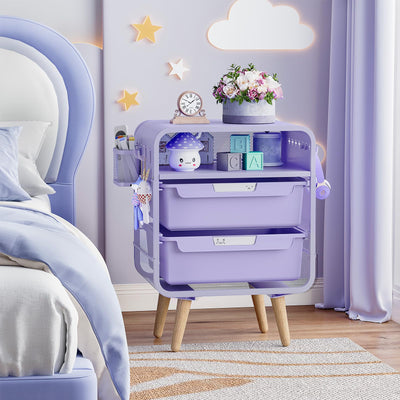 SYKIARIOL Kids Nightstand,Girls Bedside Table,Night Side Table,Kids Night Stand,End Tables Bedroom,Purple Cute Nightstand with Storage Drawer for Girls