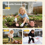 Grenebo Kids Gardening Set with Wheelbarrow, 11-Piece Outdoor Yard, Beach, STEM Garden Play Kit with Child-Sized Tools, Durable, Safe & Fun Gift Toy for Ages 2+ Kids Toddlers Boys Girls (Pink)