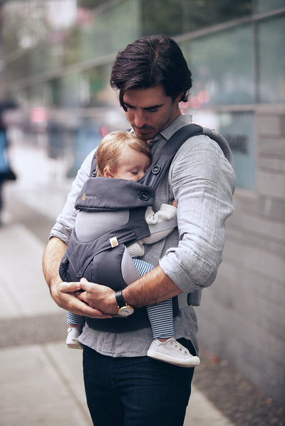 Ergobaby 360 All-Position Baby Carrier with Lumbar Support (12lbs - 45lbs) - Premium Cotton Toddler Carrier - Soft Air Mesh Fabric - Carbon Grey