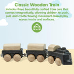 PlanToys® Classic Train Wooden Montessori Vehicle Toy | Early Movement, Imagination and Practical Life Exploration | Eco Friendly Train Set for Indoor and Outdoor Play