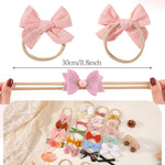 doboi Baby Girl Headbands 24PCS Nylon Linen Handmade Hairbands with Hair Bows and Accessories for Newborns, Infants, Toddlers, and Little Kids