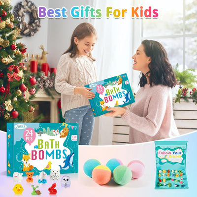 Bath Bombs for Kids with Surprise Inside, 24 Pack Kid Bath Bombs Gift Set, Easter Valentines Day Gifts for Kids Bubble Fizzy for Girls Boys with Toys Inside, Easter Basket Stuffers
