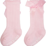Boonbery Baby Knee High Socks Girl Non Slip Toddler Stockings Cotton Bow Ruffle Newborn Long Socks Infant Dress Sock 0-6M/6-12M/1-3Y