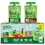 GoGo squeeZ Applesauce and Fruit Puree Variety Pack, Apple, Banana & Strawberry, 3.2 oz (Pack of 20), Unsweetened Fruit Snacks for Kids, Gluten Free, Nut Free and Dairy Free, BPA Free Pouches