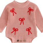 Adobabirl Baby Girl Boy Knitted Sweater Bubble Romper Long Sleeve Jumpsuit Festival Outfit Fall Winter Spring Clothes
